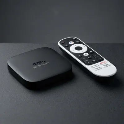 Onn. Google TV 4K Streaming Box con Control por Voz y WiFi Dual Band